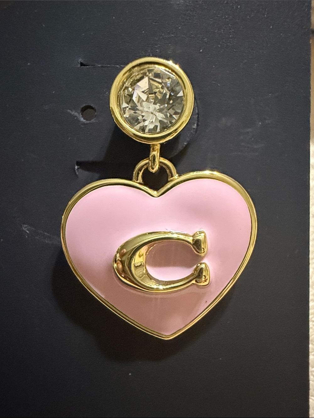 COACH Pink Signature Heart Drop Earrings (19) - Picture 2 of 4